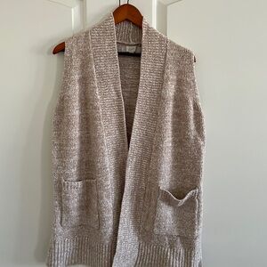 LOFT Textured Knit Sleeveless Cardigan in Cream